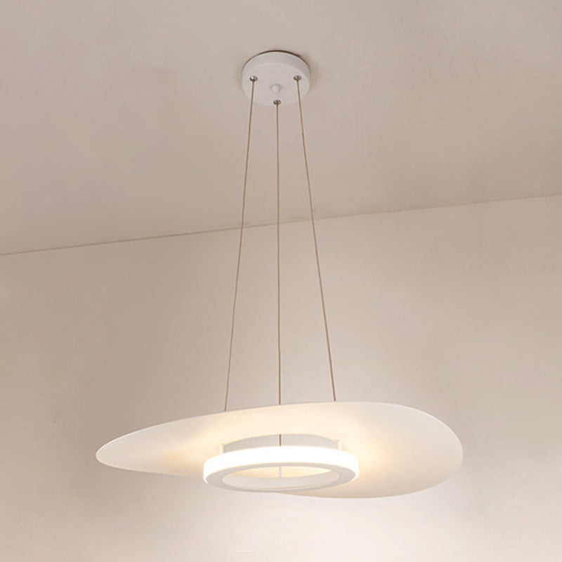 Modern Stylish LED Hanging Lamp Aluminum Hat Shaped Dining Room Pendant Light