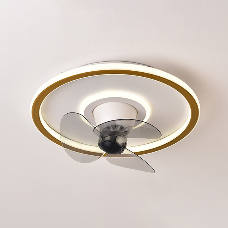 Nordic Round Fan Light Metal 20" Wide LED Flush Mount Light for Living Room