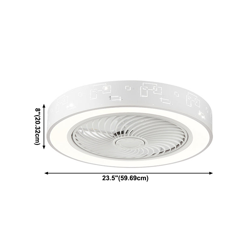 Round Bedroom Ceiling Fan Light Metal LED Simple Close to Ceiling Lighting