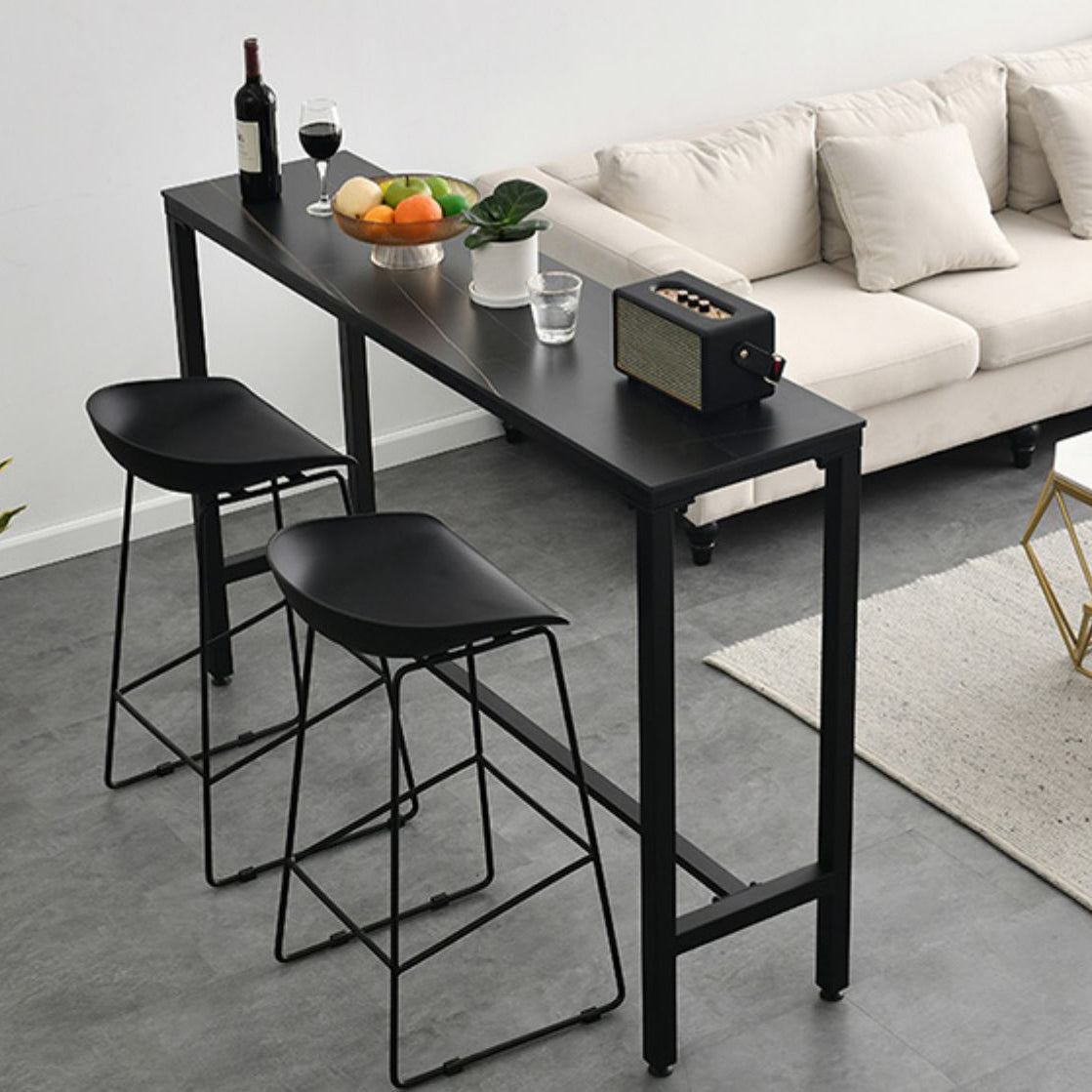 Table à vin de comptoir en marbre avec table rectangle Tableau de chevalet en haut - 41,3 "H