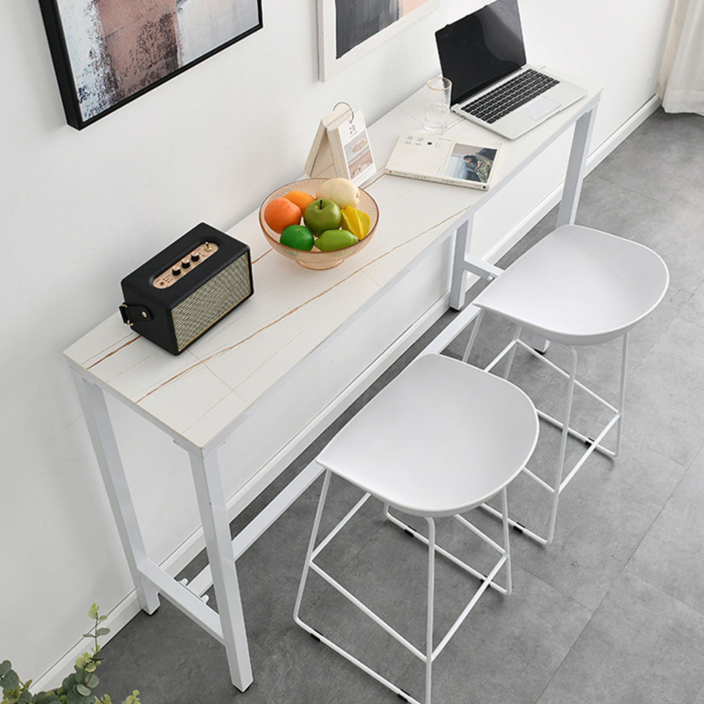 Table à vin de comptoir en marbre avec table rectangle Tableau de chevalet en haut - 41,3 "H