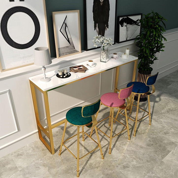 Table à manger en marbre et bar en bois avec table rectangle Table à chevalets en haut - 41,3 "H