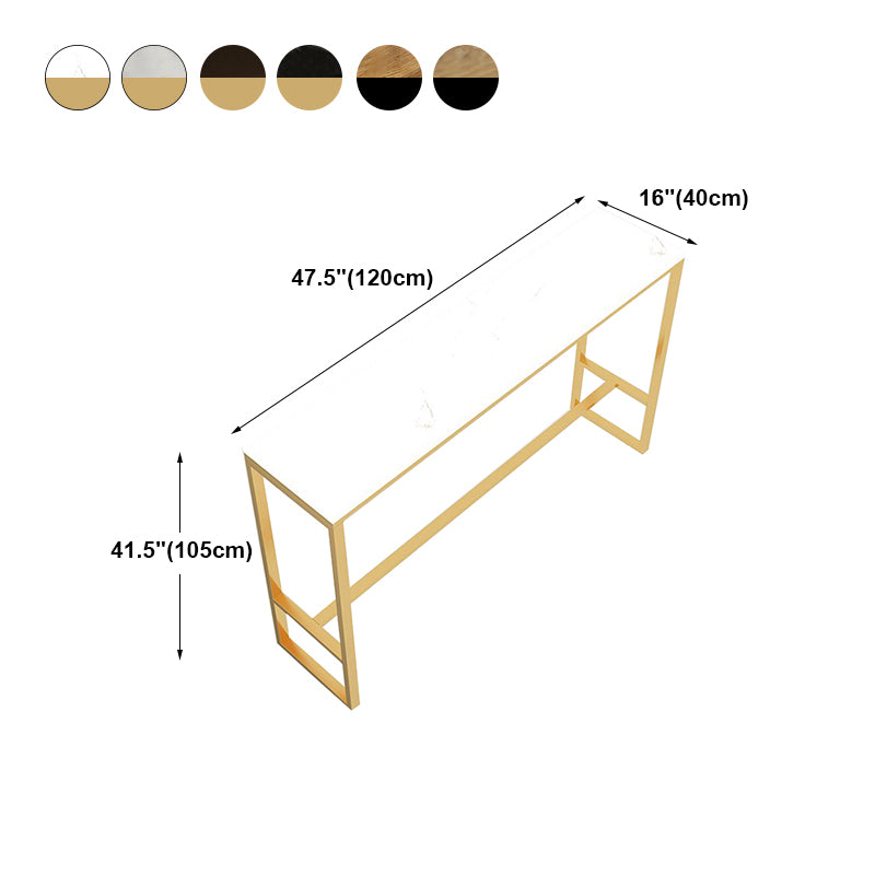 Table à manger en marbre et bar en bois avec table rectangle Table à chevalets en haut - 41,3 "H
