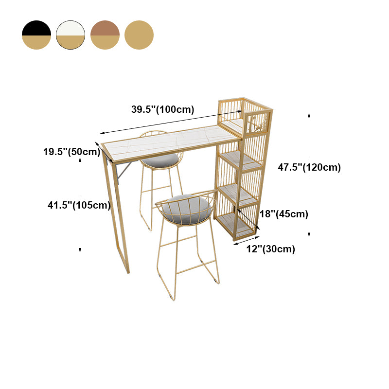 Table de bar de style glam noir et or dans la table de bar à thé à thé en métal au lait en métal