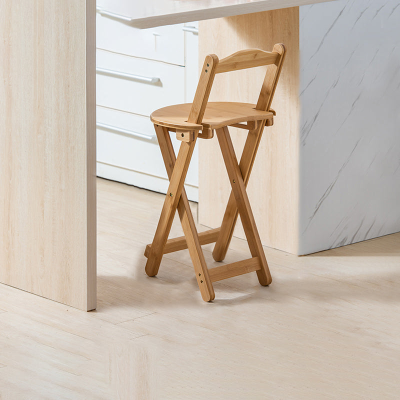 Contemporary Solid Wood Folding Bar Stool Indoor Barstools With Wood Seat and Low Back