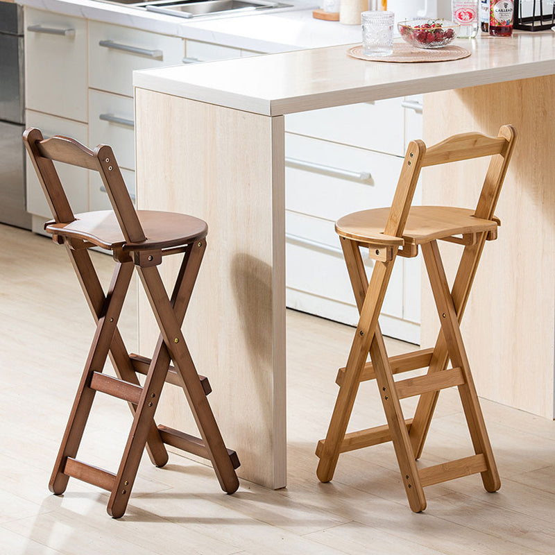 Contemporary Solid Wood Folding Bar Stool Indoor Barstools With Wood Seat and Low Back