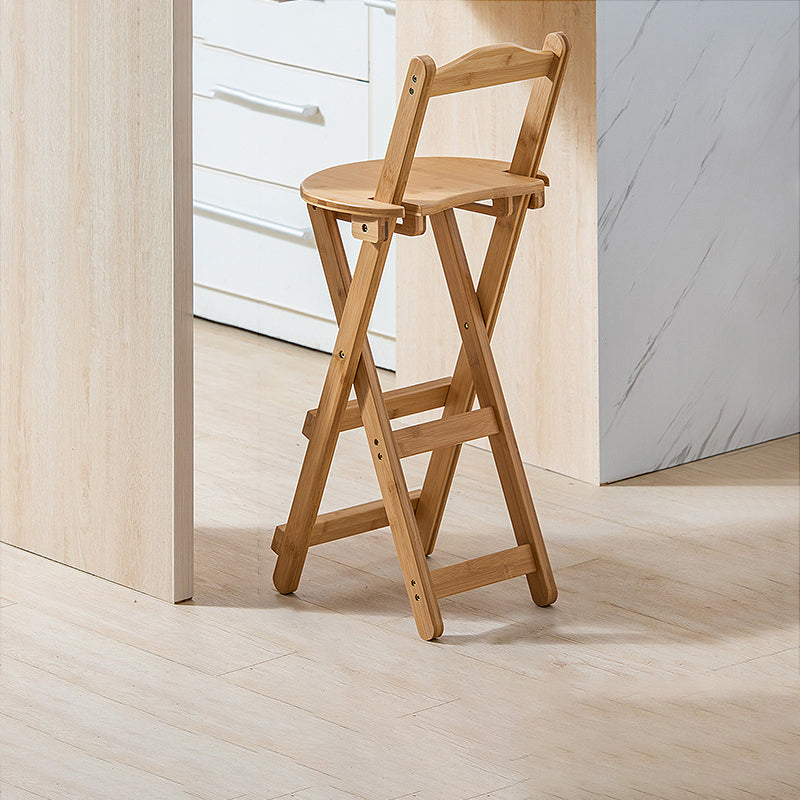 Contemporary Solid Wood Folding Bar Stool Indoor Barstools With Wood Seat and Low Back