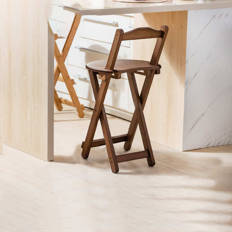 Contemporary Solid Wood Folding Bar Stool Indoor Barstools With Wood Seat and Low Back