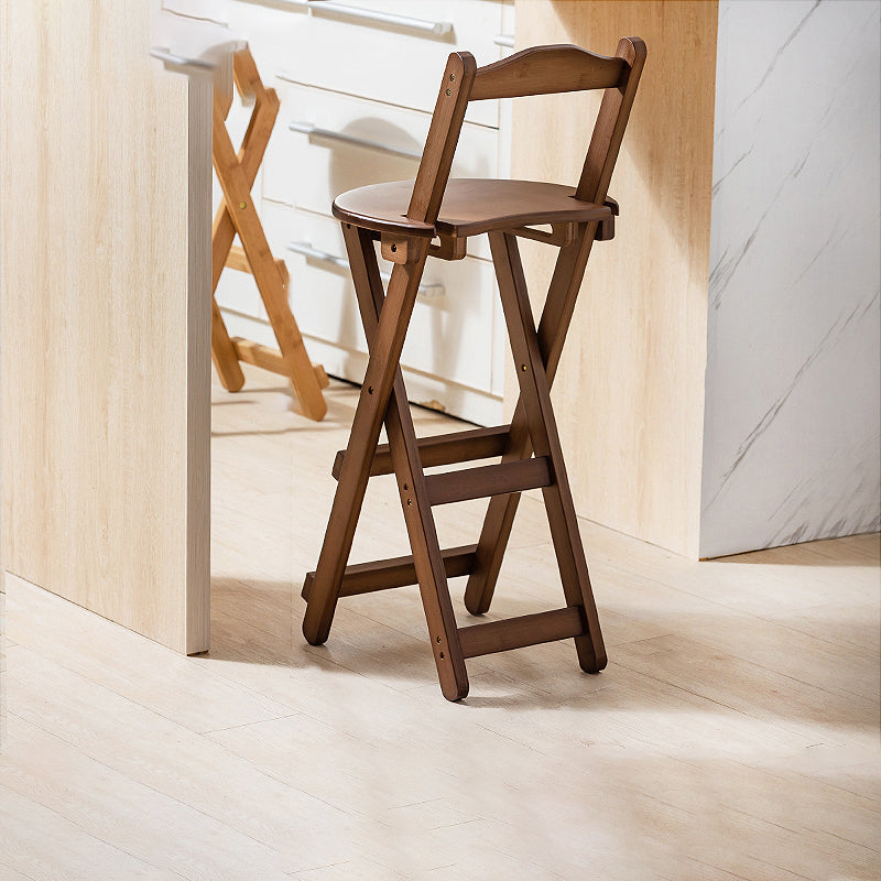 Contemporary Solid Wood Folding Bar Stool Indoor Barstools With Wood Seat and Low Back