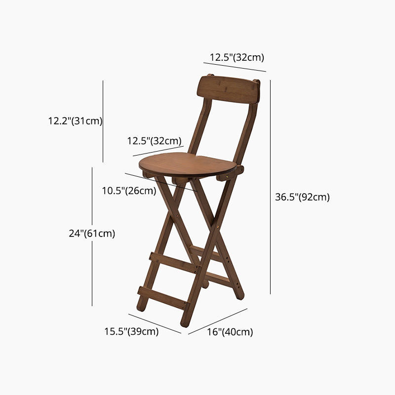 Contemporary Solid Wood Folding Bar Stool Indoor Barstools With Wood Seat and Low Back