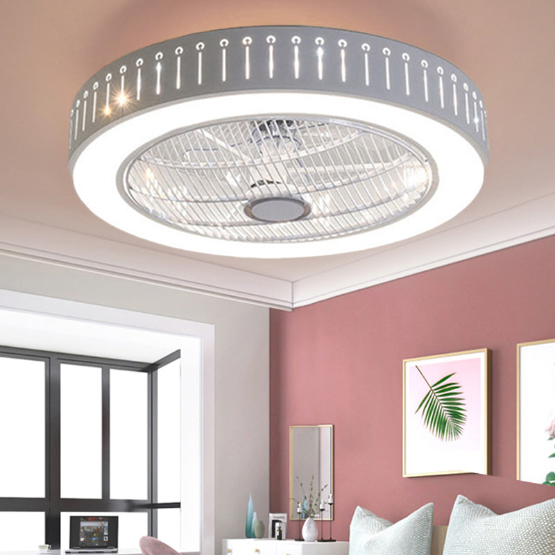 21,5 "W Metall weiße Deckenlüftungslampe Runde LED Einfache Halbflush Mount Light für Wohnzimmer