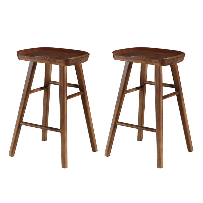 Contemporary Solid Wood Bar Stool Indoor Bar Stool with Wood Seat and Footrest