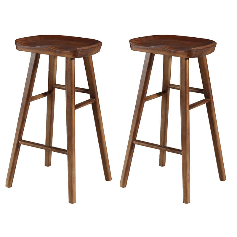 Contemporary Solid Wood Bar Stool Indoor Bar Stool with Wood Seat and Footrest