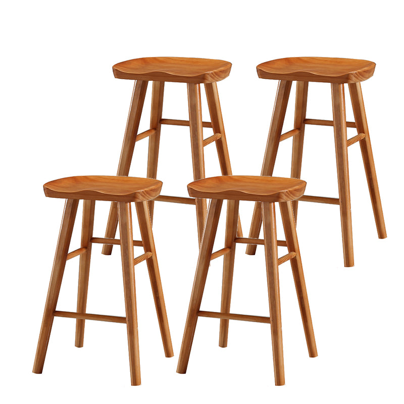 Contemporary Solid Wood Bar Stool Indoor Bar Stool with Wood Seat and Footrest