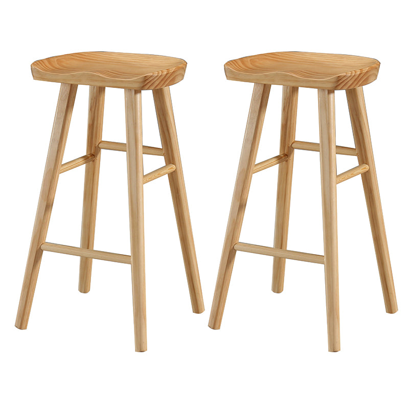 Contemporary Solid Wood Bar Stool Indoor Bar Stool with Wood Seat and Footrest