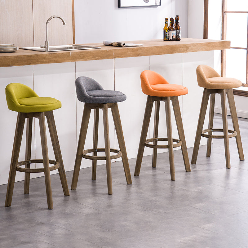 Taburetes de bar contemporáneos de madera maciza, taburete de bar interior con reposapiés y respaldo bajo