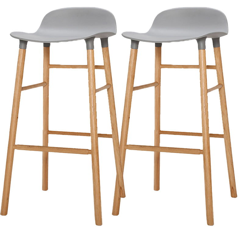 Zeitgenössische, einfache Thekenhocker, 30 Zoll, Holz, 4 Beine, Barhocker für den Innenbereich