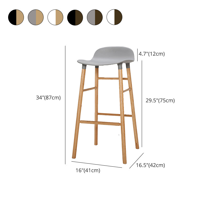 Zeitgenössische, einfache Thekenhocker, 30 Zoll, Holz, 4 Beine, Barhocker für den Innenbereich