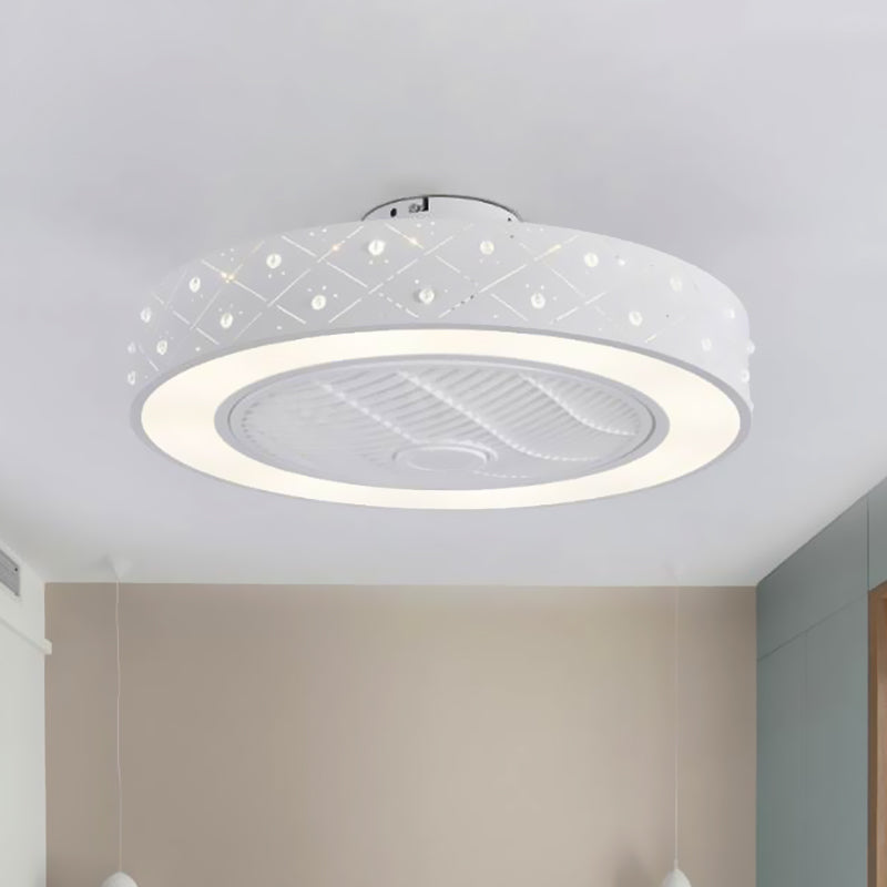 21,5 "W LED Metal Semi Flush Leuchte Moderne weiße Rhombus/Schnee Wohnzimmer Hängende Lüfterlampe, 3 Klingen