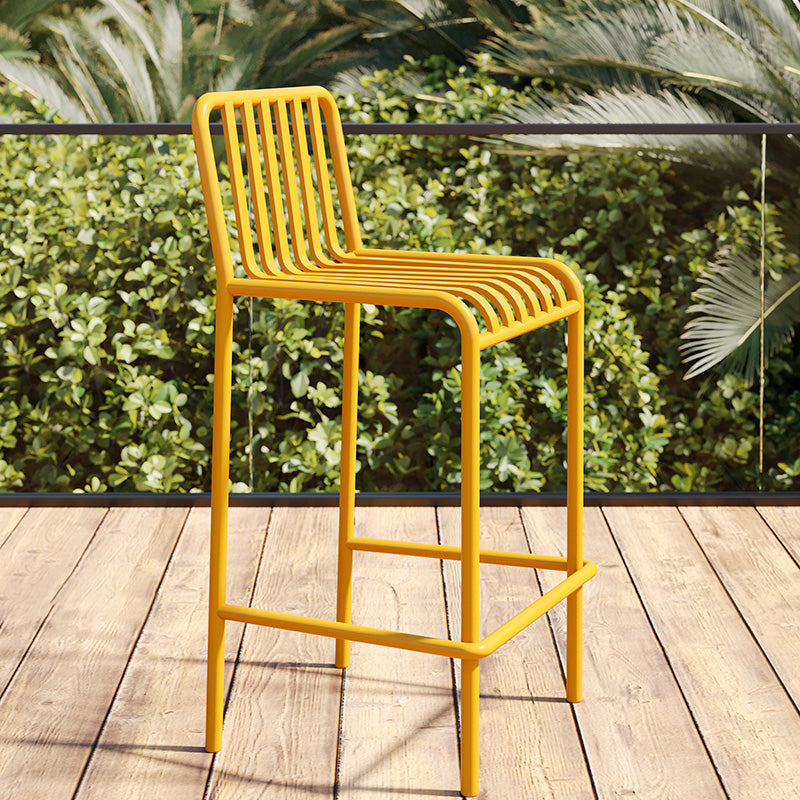Iron Outdoor Counter Stools Industrial Low Back Bar Stools with Square Seat