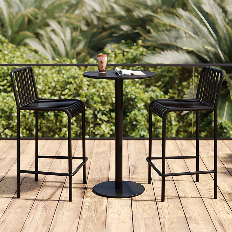 Iron Outdoor Counter Stools Industrial Low Back Bar Stools with Square Seat