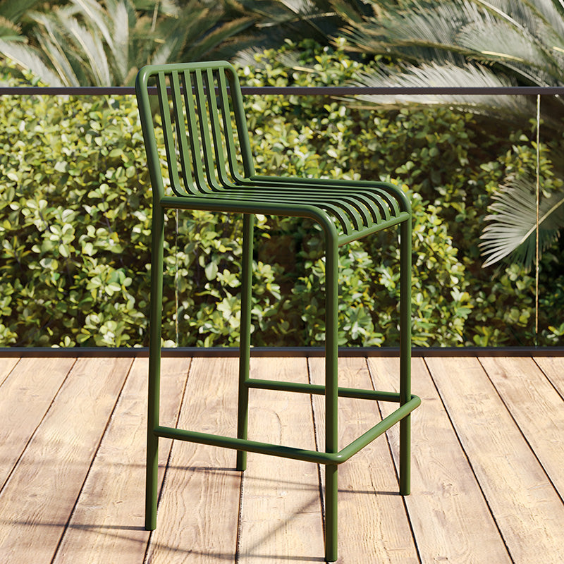 Iron Outdoor Counter Stools Industrial Low Back Bar Stools with Square Seat