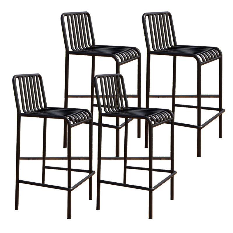Iron Outdoor Counter Stools Industrial Low Back Bar Stools with Square Seat
