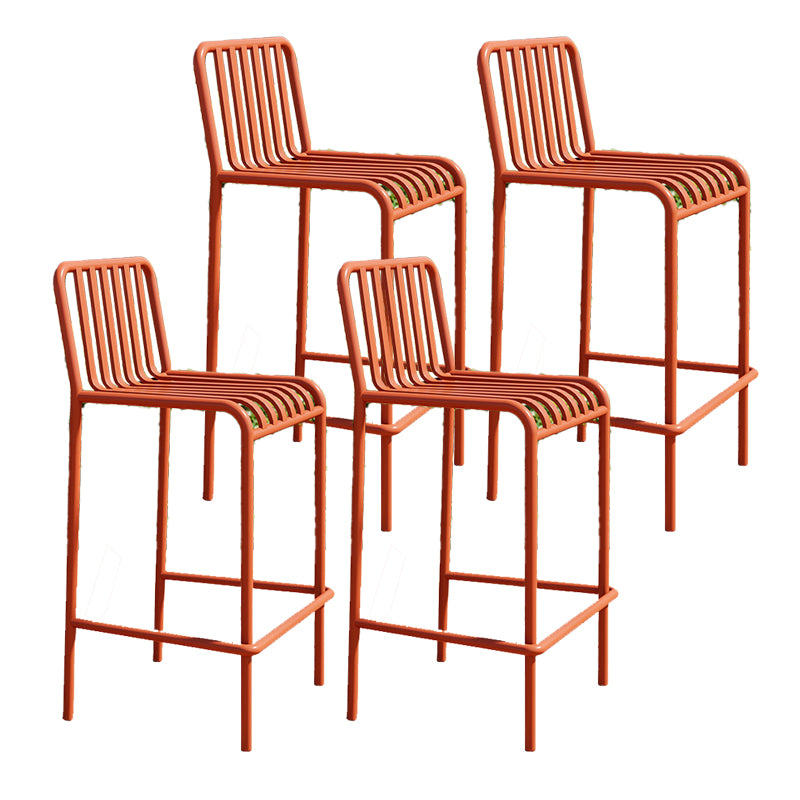 Iron Outdoor Counter Stools Industrial Low Back Bar Stools with Square Seat
