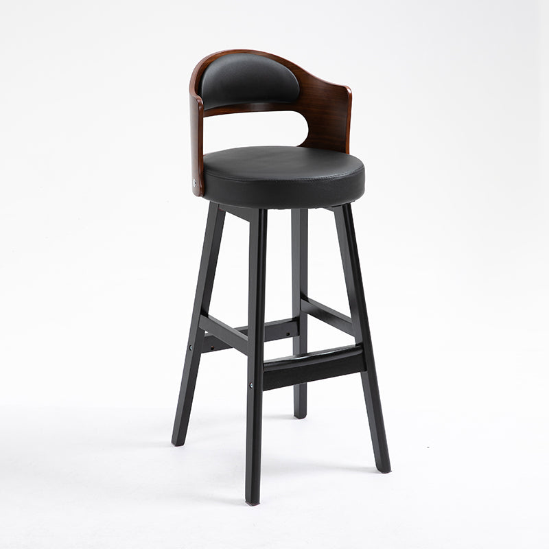 Barhocker aus Leder für den Innenbereich, industrielle Barhocker aus Holz mit rundem Sitz