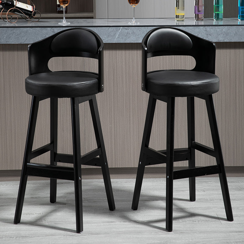 Taburetes de bar de madera industriales para interiores de cuero con asiento redondo
