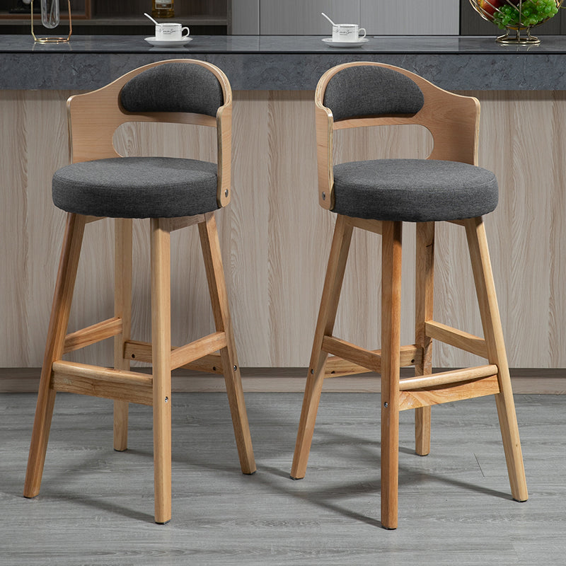 Taburetes de bar de madera industriales para interiores de cuero con asiento redondo