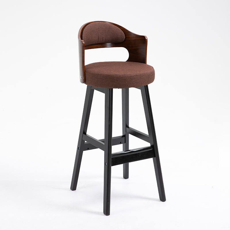Taburetes de bar de madera industriales para interiores de cuero con asiento redondo