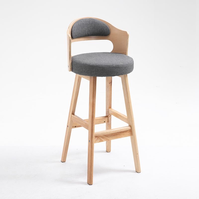 Taburetes de bar de madera industriales para interiores de cuero con asiento redondo