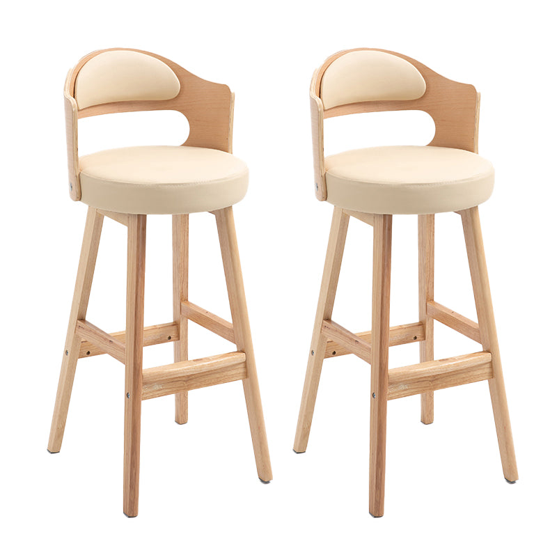 Taburetes de bar de madera industriales para interiores de cuero con asiento redondo