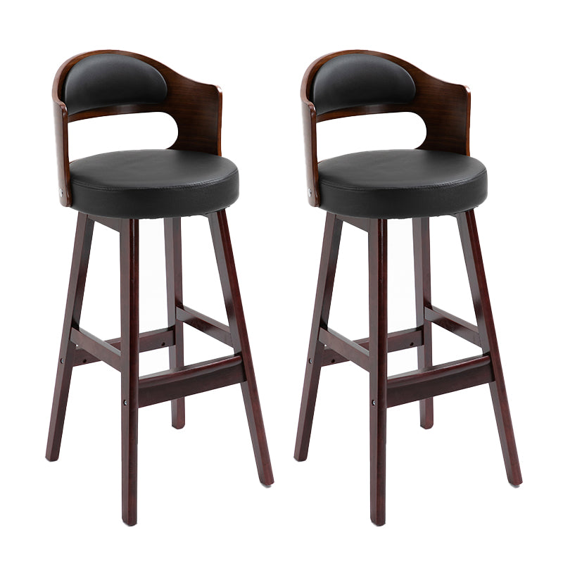 Taburetes de bar de madera industriales para interiores de cuero con asiento redondo