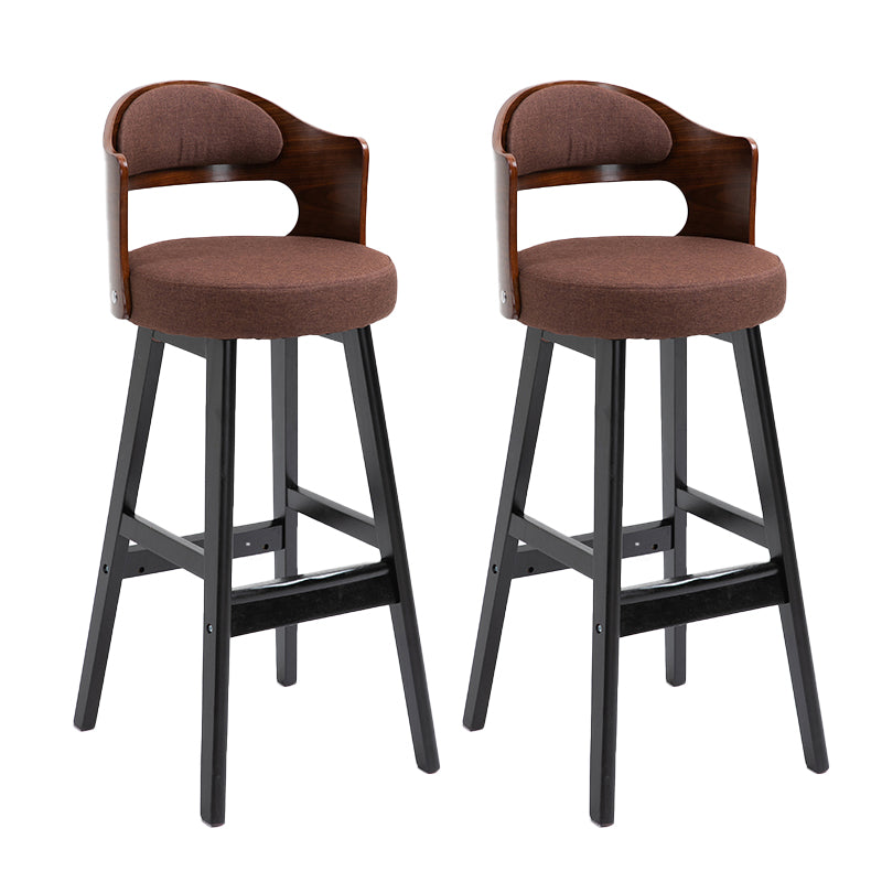 Taburetes de bar de madera industriales para interiores de cuero con asiento redondo