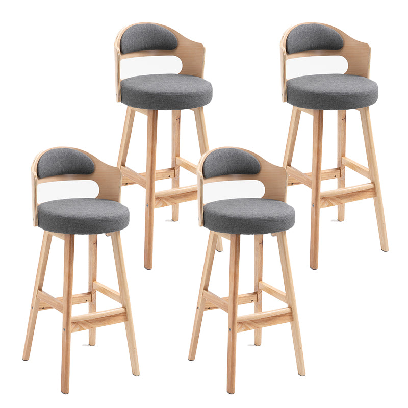 Taburetes de bar de madera industriales para interiores de cuero con asiento redondo