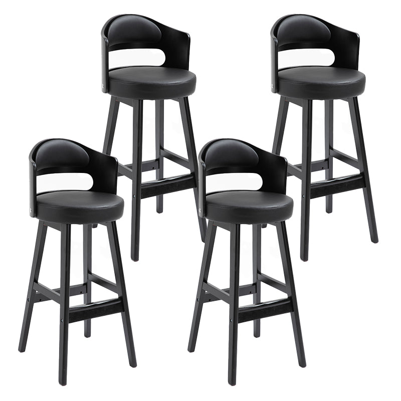 Taburetes de bar de madera industriales para interiores de cuero con asiento redondo