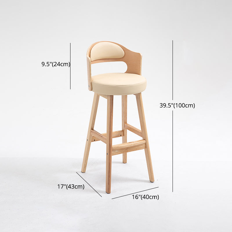 Taburetes de bar de madera industriales para interiores de cuero con asiento redondo