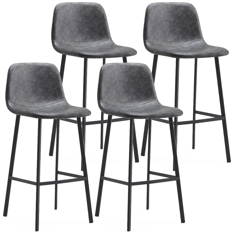 Zeitgenössische Barhocker aus Metall und Leder für den Innenbereich mit Eisenbeinen