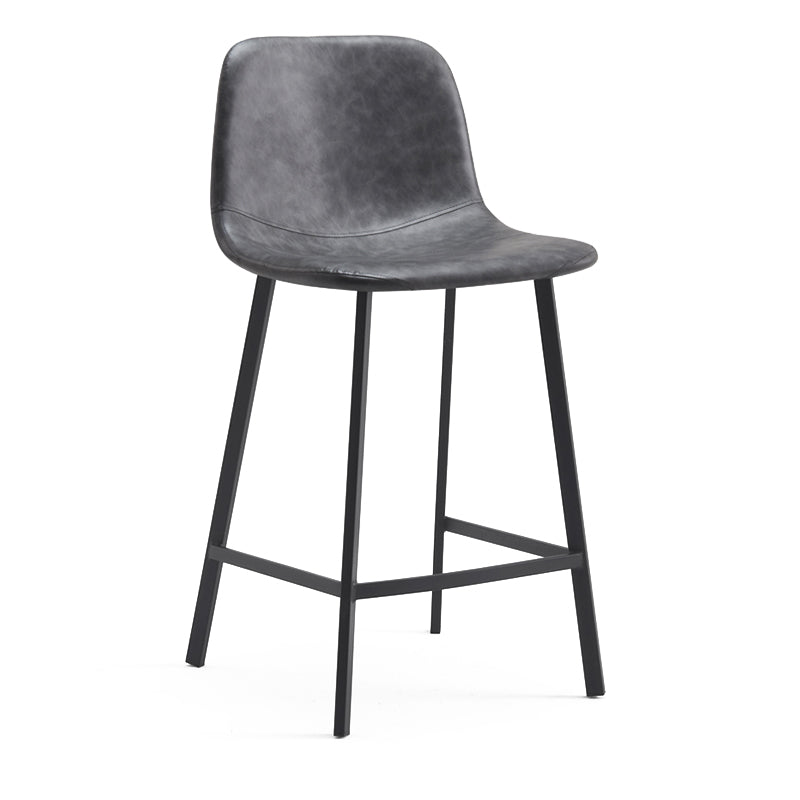 Zeitgenössische Barhocker aus Metall und Leder für den Innenbereich mit Eisenbeinen