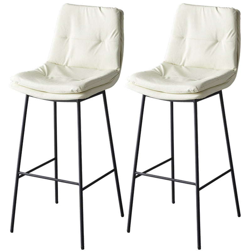 Contemporary Metal Leather Bar Stools Indoor Barstool with Iron Legs and Footrest
