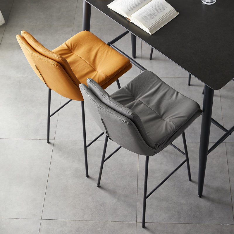 Contemporary Metal Leather Bar Stools Indoor Barstool with Iron Legs and Footrest
