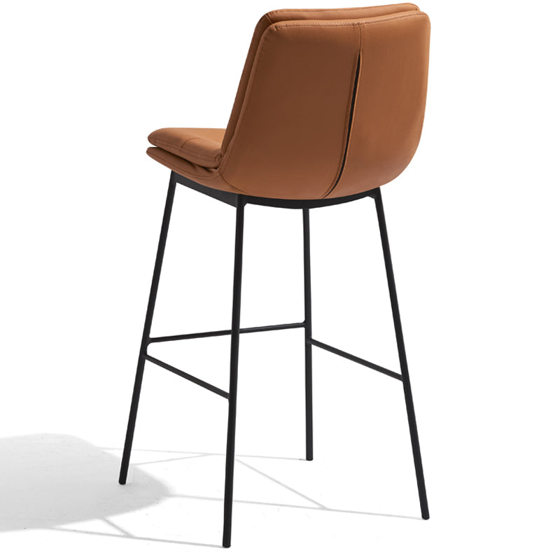 Contemporary Metal Leather Bar Stools Indoor Barstool with Iron Legs and Footrest