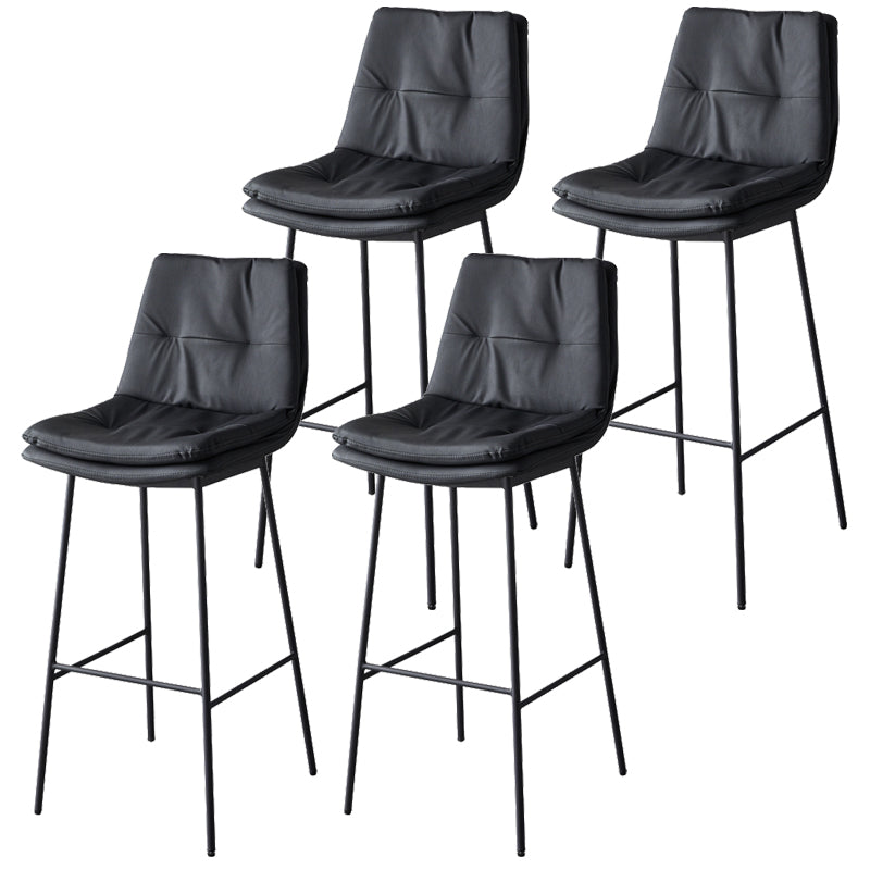 Contemporary Metal Leather Bar Stools Indoor Barstool with Iron Legs and Footrest