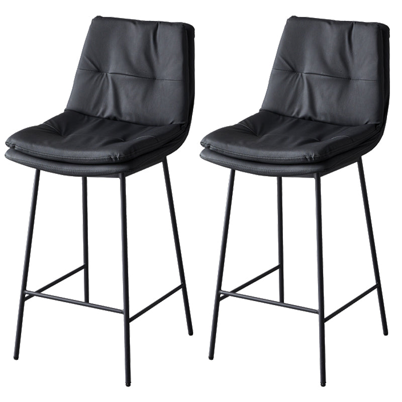 Contemporary Metal Leather Bar Stools Indoor Barstool with Iron Legs and Footrest