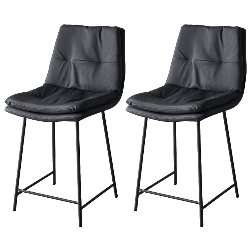 Contemporary Metal Leather Bar Stools Indoor Barstool with Iron Legs and Footrest