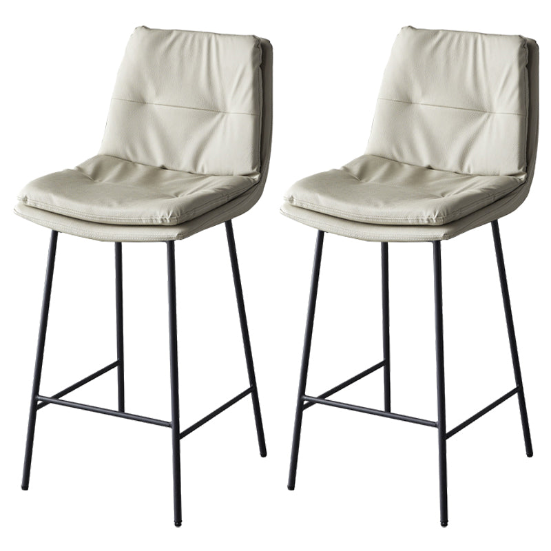 Contemporary Metal Leather Bar Stools Indoor Barstool with Iron Legs and Footrest