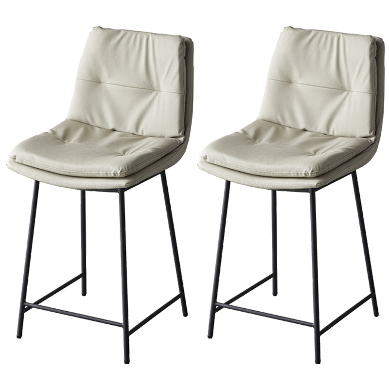 Contemporary Metal Leather Bar Stools Indoor Barstool with Iron Legs and Footrest