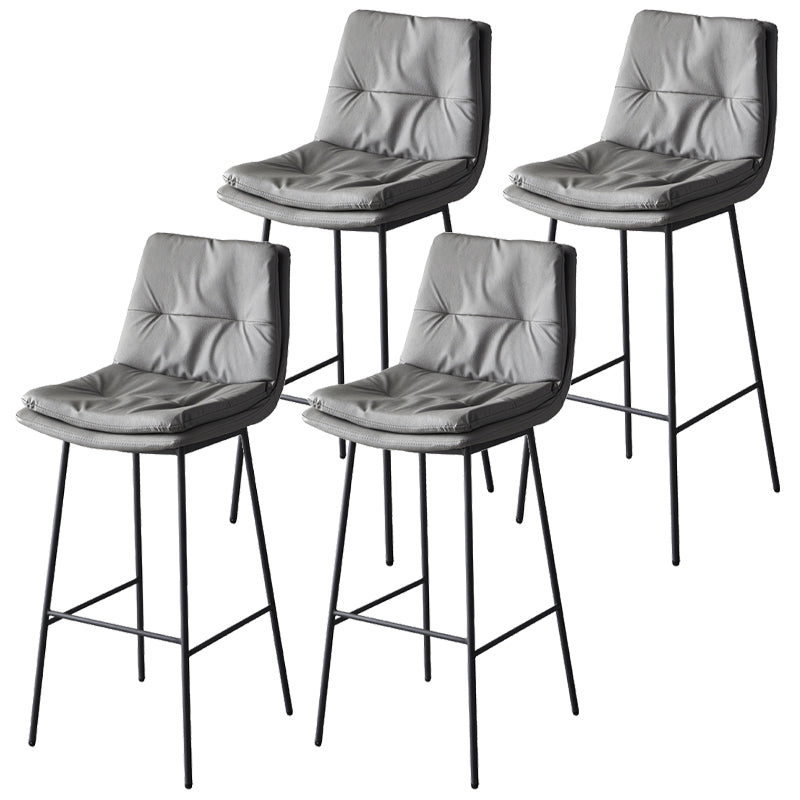 Contemporary Metal Leather Bar Stools Indoor Barstool with Iron Legs and Footrest